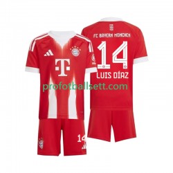 Fotballdrakt FC Bayern München Luis Diaz 14 Barn Hjemmekit 2025-2026 Kortermet