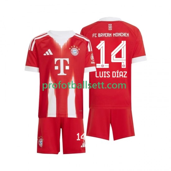Fotballdrakt FC Bayern München Luis Diaz 14 Barn Hjemmekit 2025-2026 Kortermet