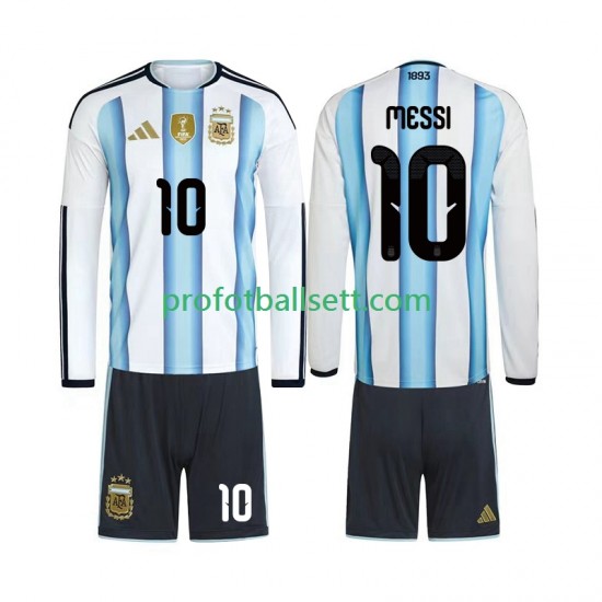 Fotballdrakt Argentina Lionel Messi 10 Barn Hjemmekit VM 2026 Langermet
