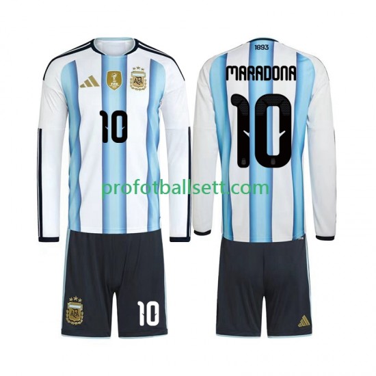 Fotballdrakt Argentina Maradona 10 Barn Hjemmekit VM 2026 Langermet