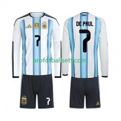 Fotballdrakt Argentina Rodrigo De Paul 7 Barn Hjemmekit VM 2026 Langermet
