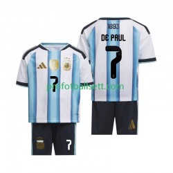 Fotballdrakt Argentina Rodrigo De Paul 7 Barn Hjemmekit VM 2026 Kortermet