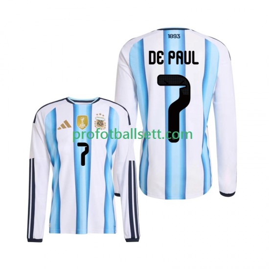 Fotballdrakt Argentina Rodrigo De Paul 7 Herre Hjemmekit VM 2026 Langermet