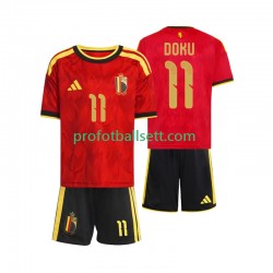 Fotballdrakt Belgia Jeremy Doku 11 Barn Hjemmekit VM 2026 Kortermet