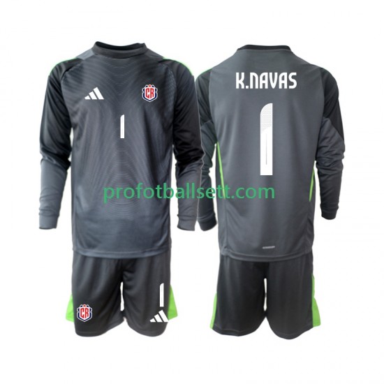 Fotballdrakt Costa Rica Keeper Keylor Navas 1 Barn Bortekit 2025 Langermet