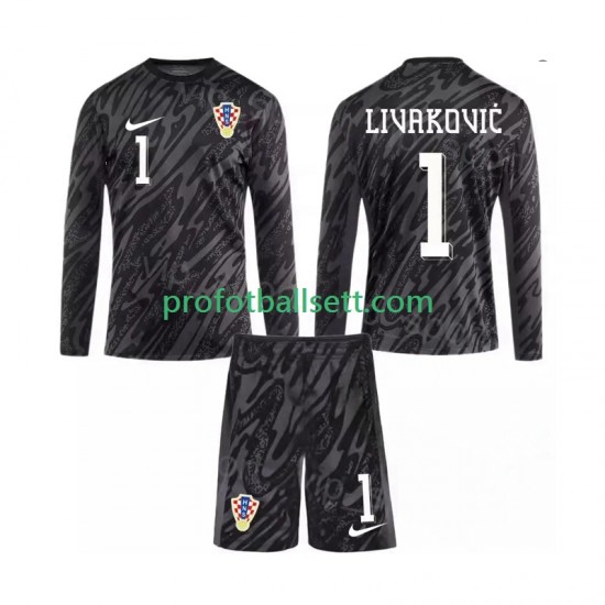 Fotballdrakt Kroatia Keeper DOMINIK LIVAKOVIC 1 Barn Tredjekit 2024 Langermet