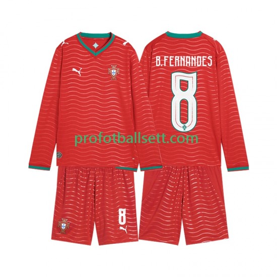 Fotballdrakt Portugal Bruno Fernandes 8 Barn Hjemmekit VM 2026 Langermet