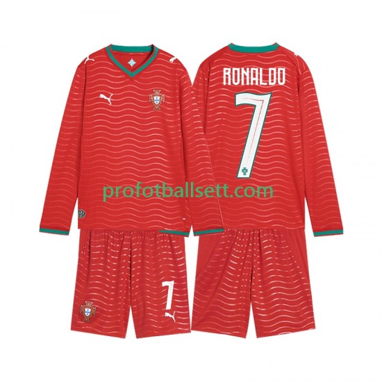 Fotballdrakt Portugal Cristiano Ronaldo 7 Barn Hjemmekit VM 2026 Langermet