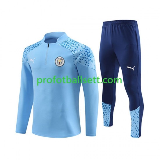 Manchester City 2023-2024 Blå Trenings Collegegenser Set
