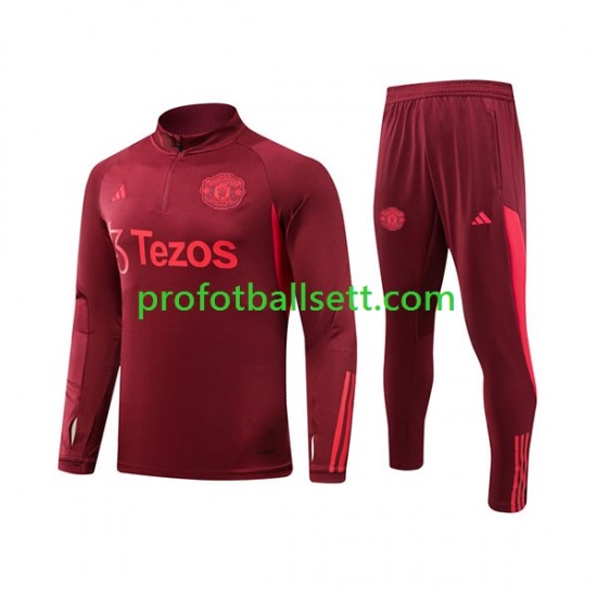 Manchester Utd 2023-2024 Rød Trenings Collegegenser Set