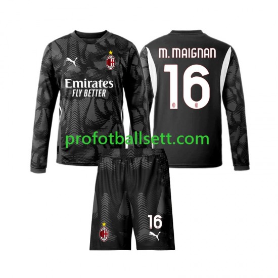 Fotballdrakt AC Milan Keeper Mike Maignan 16 Barn Hjemmekit 2024-2025 Svart Langermet