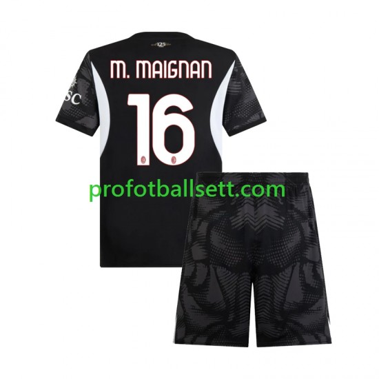 Fotballdrakt AC Milan Keeper Mike Maignan 16 Barn Hjemmekit 2024-2025 Svart Kortermet