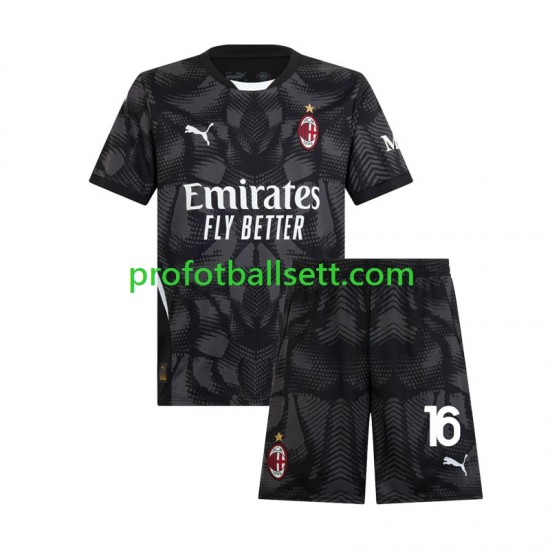 Fotballdrakt AC Milan Keeper Mike Maignan 16 Barn Hjemmekit 2024-2025 Svart Kortermet