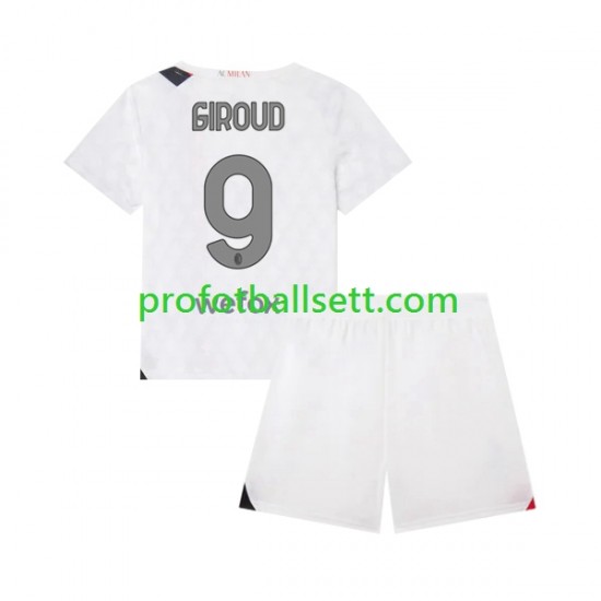 Fotballdrakt AC Milan Olivier Giroud 9 Barn Bortekit 2023-2024 Kortermet