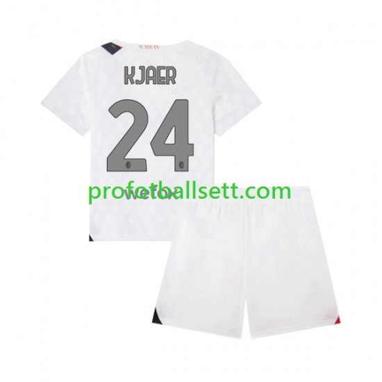 Fotballdrakt AC Milan Simon Kjaer 24 Barn Bortekit 2023-2024 Kortermet