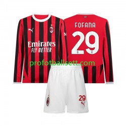 Fotballdrakt AC Milan Youssouf Fofana 29 Barn Hjemmekit 2024-2025 Langermet