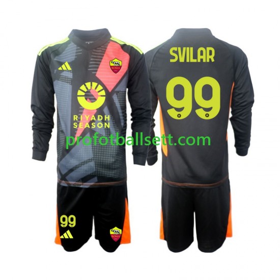 Fotballdrakt AS Roma Keeper Mile Svilar 99 Barn Hjemmekit 2024-2025 Langermet