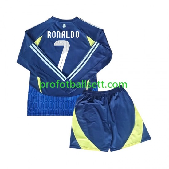 Fotballdrakt Al-Nassr Cristiano Ronaldo 7 Barn Bortekit 2024-2025 Langermet