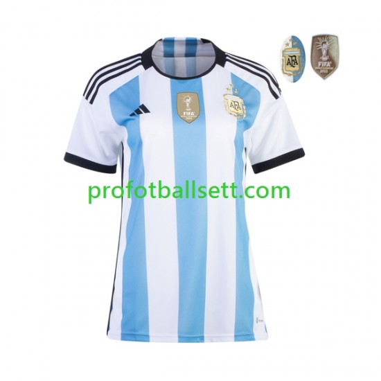 Fotballdrakt Argentina 3 Stars Dame Hjemmekit VM 2022 Kortermet