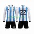 Fotballdrakt Argentina 3 Stars Lautaro Martinez 22 Barn Hjemmekit VM 2022 Langermet