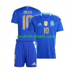 Fotballdrakt Argentina Lionel Messi 10 Copa America Barn Bortekit 2024 Kortermet