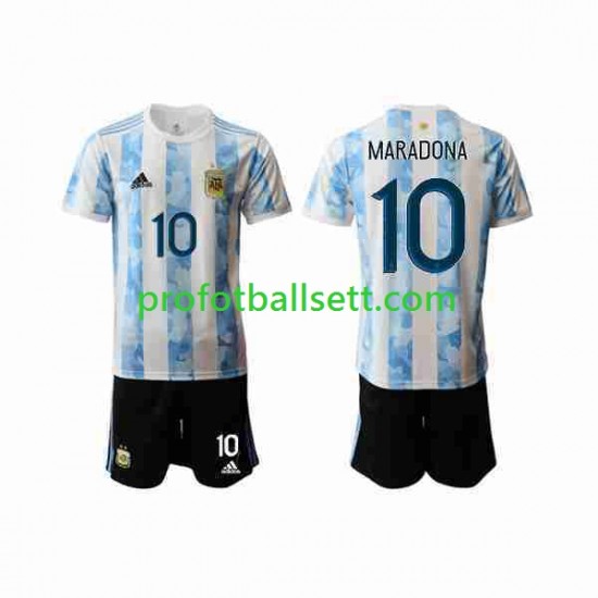 Fotballdrakt Argentina Maradona 10 2020-2021 Barn Hjemmekit Kortermet