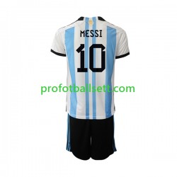 Fotballdrakt Argentina Messi 10 Barn Hjemmekit VM 2022 Kortermet