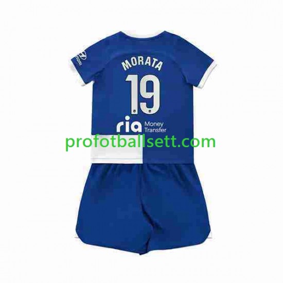 Fotballdrakt Atlético Madrid 2 Alvaro Morata 19 Barn Bortekit 2023-2024 Kortermet