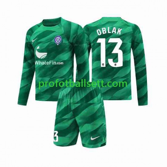 Fotballdrakt Atlético Madrid Keeper Jan Oblak 13 Barn Bortekit 2023-2024 Langermet