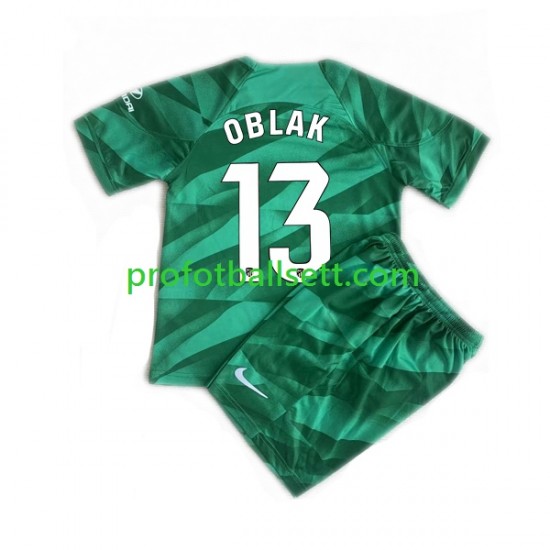Fotballdrakt Atlético Madrid Keeper Jan Oblak 13 Barn Bortekit 2023-2024 Kortermet