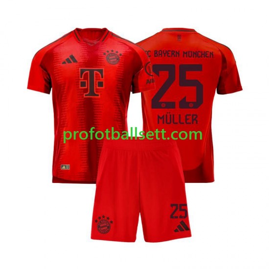 Fotballdrakt FC Bayern München Thomas Muller 25 Barn Hjemmekit 2024-2025 Rød Kortermet