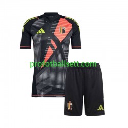 Fotballdrakt Belgia Keeper Barn Hjemmekit Euro 2024 Svart Kortermet