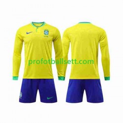 Fotballdrakt Brasil Barn Hjemmekit VM 2022 Langermet