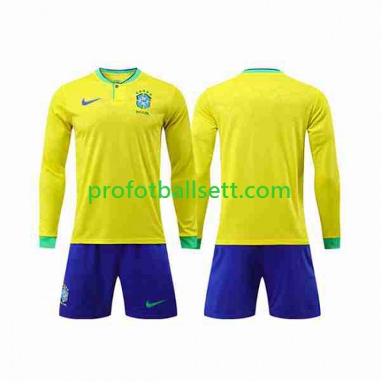 Fotballdrakt Brasil Barn Hjemmekit VM 2022 Langermet
