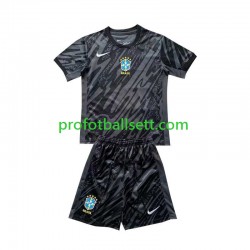 Fotballdrakt Brasil Keeper Copa America Barn Bortekit 2024 Svart Kortermet