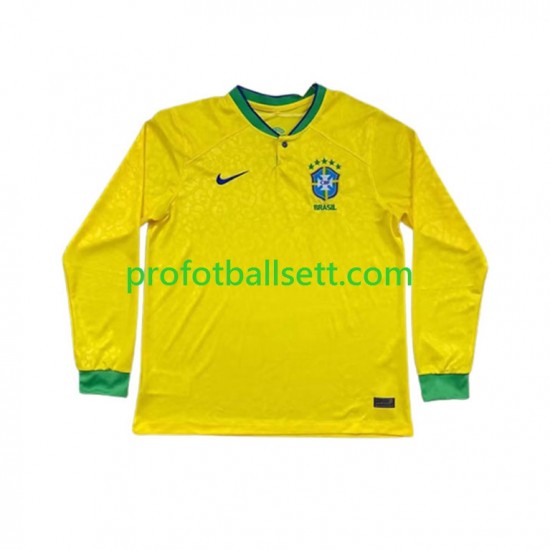 Fotballdrakt Brasil Herre Hjemmekit VM 2022 Langermet