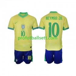 Fotballdrakt Brasil Neymar JR 10 Barn Hjemmekit 2024 Kortermet