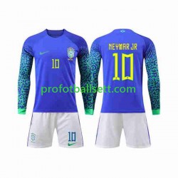 Fotballdrakt Brasil Neymar Jr 10 Barn Bortekit VM 2022 Langermet