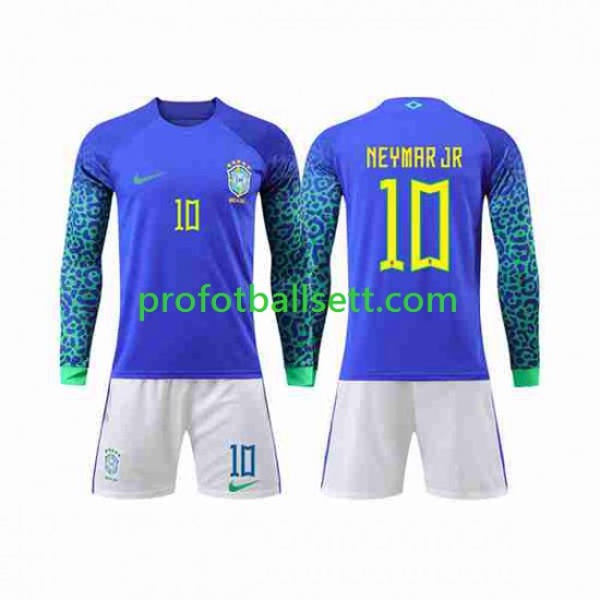 Fotballdrakt Brasil Neymar Jr 10 Barn Bortekit VM 2022 Langermet