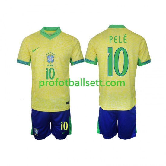 Fotballdrakt Brasil PELE 10 Barn Hjemmekit 2024 Kortermet
