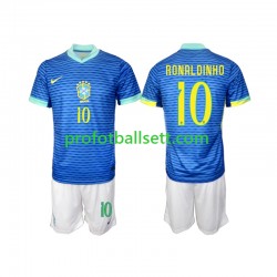 Fotballdrakt Brasil Ronaldinho 10 Barn Bortekit 2024 Kortermet