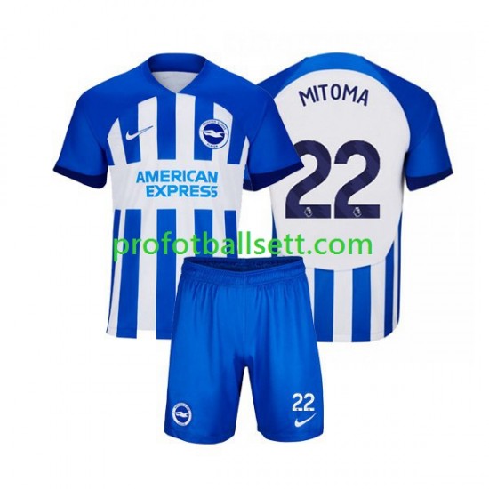 Fotballdrakt Brighton Hove Albion Mitoma 22 Barn Hjemmekit 2023-2024 Kortermet