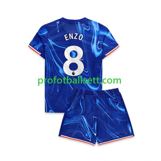 Fotballdrakt Chelsea Enzo 8 Barn Hjemmekit 2024-2025 Kortermet