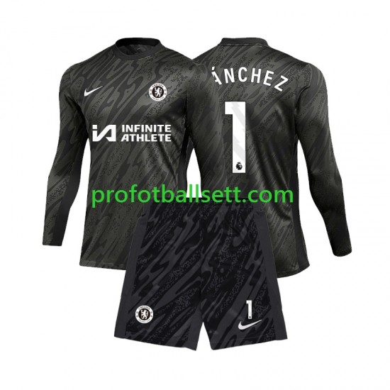 Fotballdrakt Chelsea Keeper Robert Sanchez 1 Barn Bortekit 2024-2025 Langermet