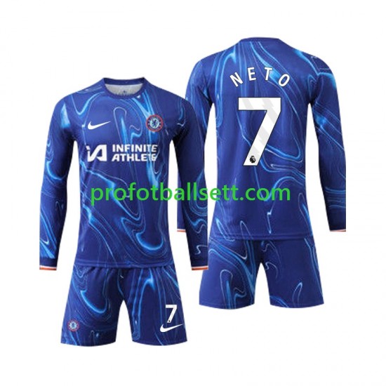 Fotballdrakt Chelsea Neto 7 Barn Hjemmekit 2024-2025 Langermet
