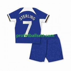 Fotballdrakt Chelsea Raheem Sterling 7 Barn Hjemmekit 2023-2024 Kortermet