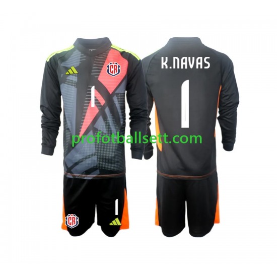 Fotballdrakt Costa Rica Keeper Keylor Navas 1 Barn Tredjekit 2024 Svart Langermet