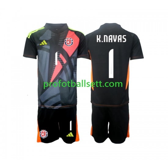 Fotballdrakt Costa Rica Keeper Keylor Navas 1 Barn Tredjekit 2024 Svart Kortermet