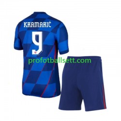 Fotballdrakt Kroatia Andrej Kramaric 9 Barn Bortekit Euro 2024 Kortermet