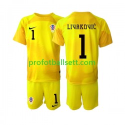 Fotballdrakt Kroatia Keeper Dominik Livakovic 1 Barn Hjemmekit VM 2022 Kortermet